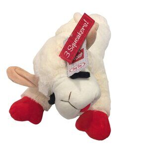 Lamb Chop Extra Large 19" Cream Red Lamb Squeaker
